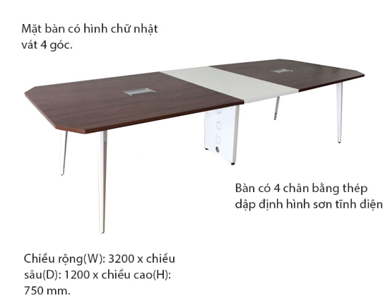 Bàn họp chân sắt LUXH3012C10
